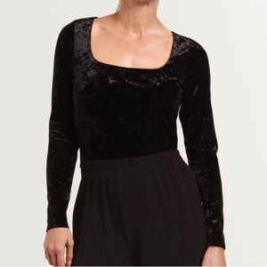 Long Sleeve Square Neck Velvet Top